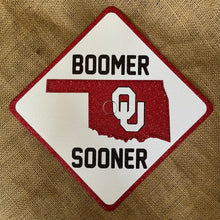 Load image into Gallery viewer, Glitter Grad Cap Topper: University of Oklahoma - Sooners