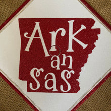 Load image into Gallery viewer, Glitter Grad Cap Topper: University of Arkansas - Razorbacks