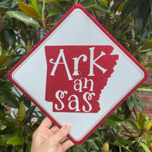 Load image into Gallery viewer, Glitter Grad Cap Topper: University of Arkansas - Razorbacks