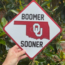Load image into Gallery viewer, Glitter Grad Cap Topper: University of Oklahoma - Sooners