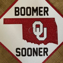 Load image into Gallery viewer, Glitter Grad Cap Topper: University of Oklahoma - Sooners