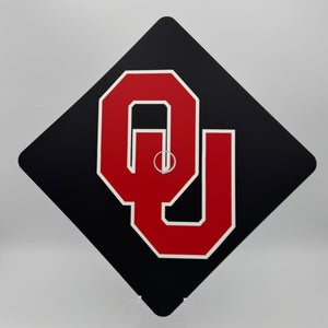 Grad Cap Topper Design Decorated University of Oklahoma - Printed Finish - OU - Sooners - All Black