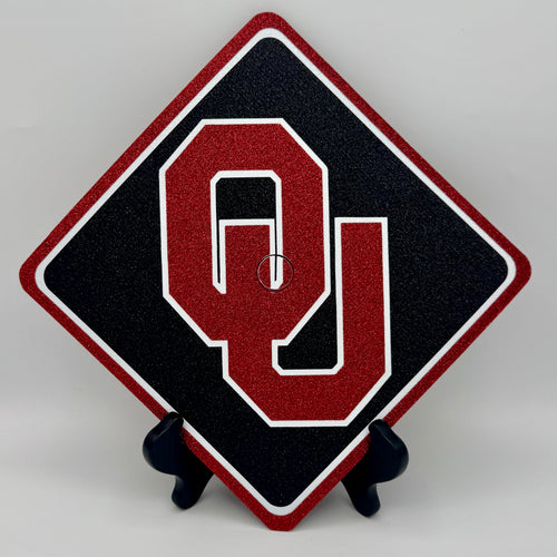 Bold Boards Custom Graduation Cap Topper: Oklahoma University - Sooners - Glitter - Bling