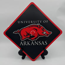 Load image into Gallery viewer, Grad Cap Topper Design Decorated  University of Arkansas - Matte Finish - Razorbacks