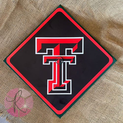 Grad Cap Topper Design Decorated  Texas Tech - Matte Finish - Red Raiders