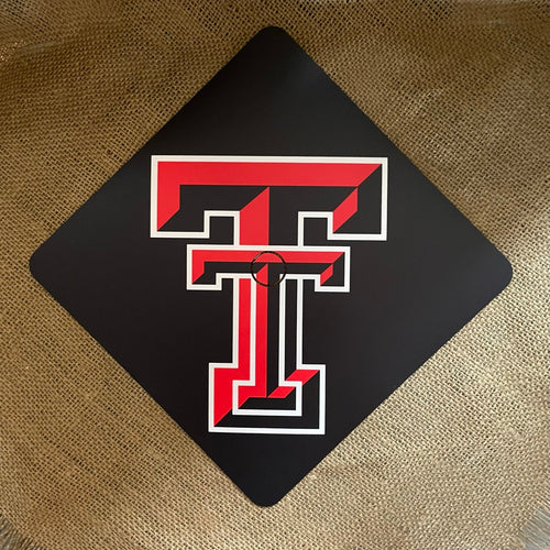Grad Cap Topper Design Decorated-Texas Tech - Matte Finish - Red Raiders