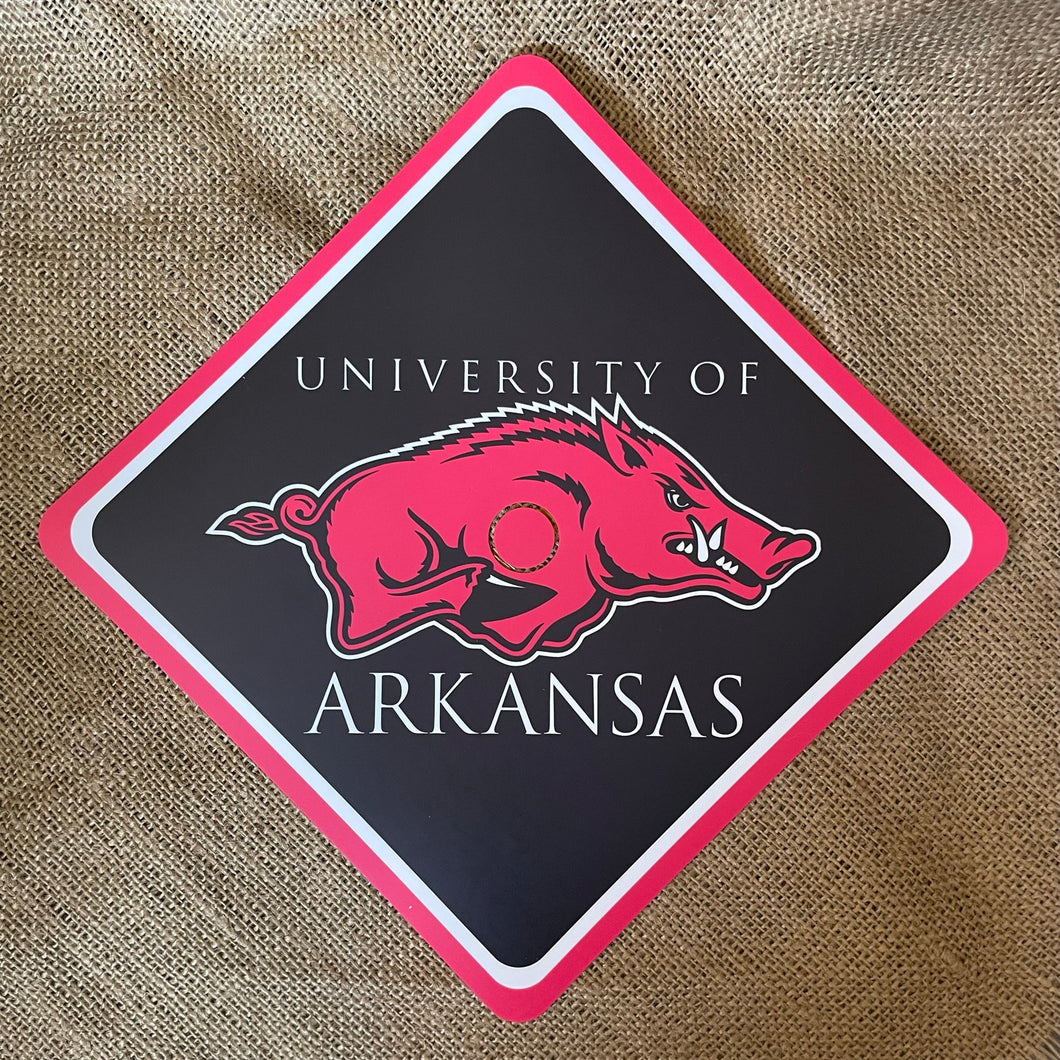 Grad Cap Topper Design Decorated  University of Arkansas - Matte Finish - Razorbacks