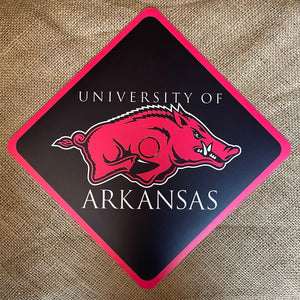 Grad Cap Topper Custom Design Decorated  University of Arkansas - Matte Finish - Razorbacks