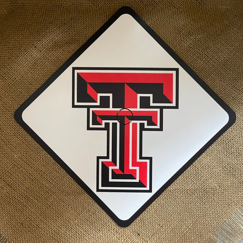 Grad Cap Topper Design Decorated  Texas Tech - Matte Finish - Red Raiders